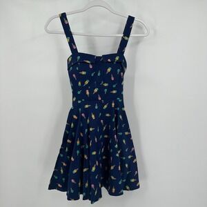 IXIA Womens Novelty Ice Cream Print Dress Size S Playful Retro Pinup Whimsical